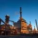 Companhia Siderurgica Nacional steel mill operations during evening hours
