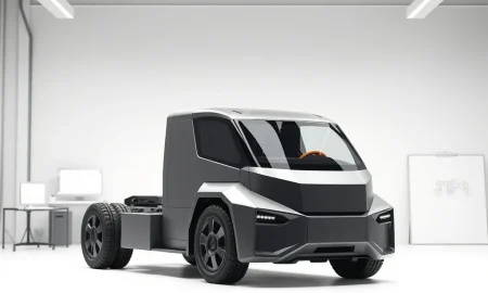 Slate Auto electric truck prototype in design studio ahead of CEO leadership change.