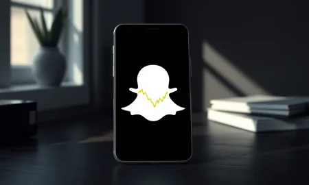Smartphone displaying Snapchat logo with oversold stock chart analysis for September 2024 market conditions.