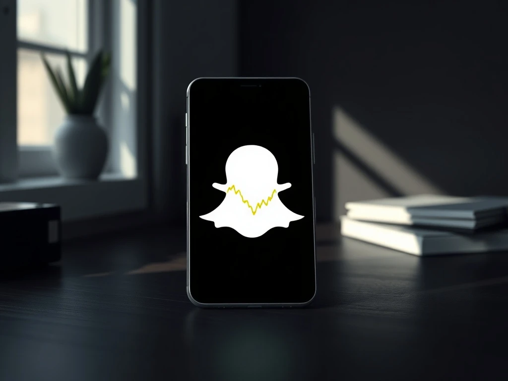 Smartphone displaying Snapchat logo with oversold stock chart analysis for September 2024 market conditions.