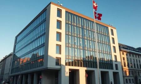 Swiss National Bank headquarters in Zurich as SNB monitors CHF strength amid zero inflation.