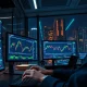 A trading desk in Seoul with monitors showing cryptocurrency market data and charts.
