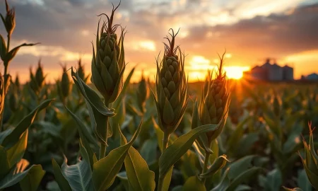 Soybean plants in field following USDA report showing minimal supply changes and price increases