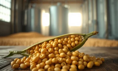 Close-up of soybeans representing the commodity's price movement and WASDE report data on March 10, 2026.