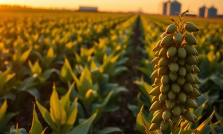 Soybean plants in field representing agricultural commodity market rally following USDA report