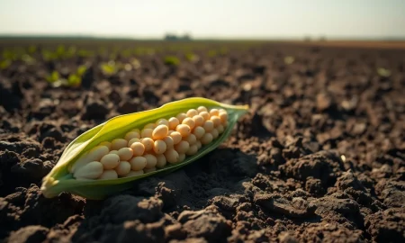 Soybeans posting Tuesday gains as a key agricultural commodity in futures markets.