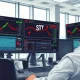 Financial analyst monitors SPDR Portfolio Long Term Treasury ETF (SPTL) data showing significant outflows on trading desk screens