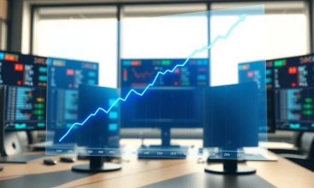 Data visualization of the SPYM ETF's $1.1 billion inflow on a trading desk monitor, highlighting market activity for TSLA, WMT, and ABBV.