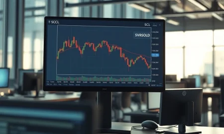 Stepan Co. SCL stock chart showing oversold technical indicators on trading monitor