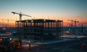 Sterling Infrastructure STRL AI data center construction site showing large-scale electrical and foundation work