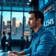 Trader on March 11, 2026, monitoring stock market decline and rising Treasury yield of 4.154% on financial data screen.