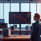 Trading floor monitors showing declining stock charts and rising Treasury yields during March 2026 market session