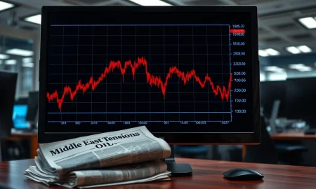 Stock market chart showing sharp decline amid Middle East conflict and inflation concerns in March 2026