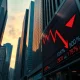 Stock market decline showing downward trends on digital ticker amid inflation and employment concerns