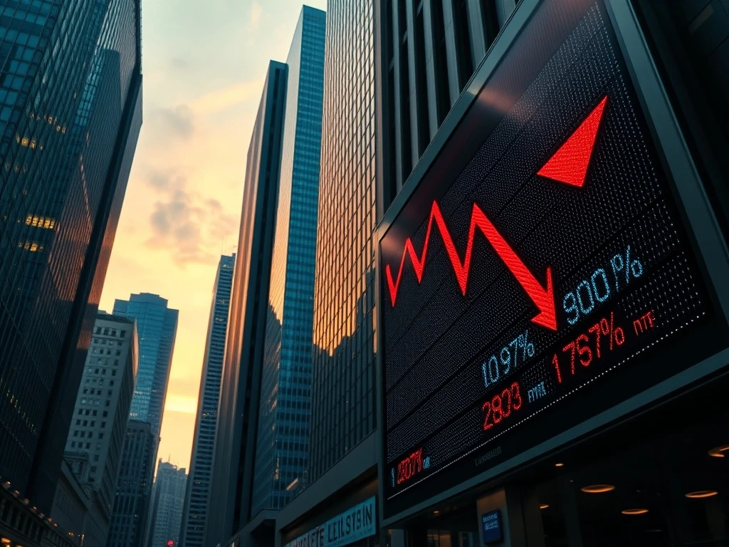 Stock market decline showing downward trends on digital ticker amid inflation and employment concerns
