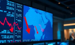 Stock market decline showing falling prices amid inflation concerns and weak US job market data in March 2026