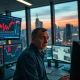 Trader monitors falling stock market prices as Middle East conflict disrupts oil supply and fuels inflation fears in March 2026.