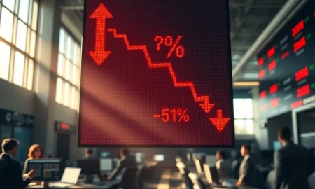 Stock market decline with falling prices on trading display during March 2026 market retreat