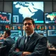 Financial trading floor monitors show stocks pressured by bond yields and Persian Gulf conflict on March 10, 2026