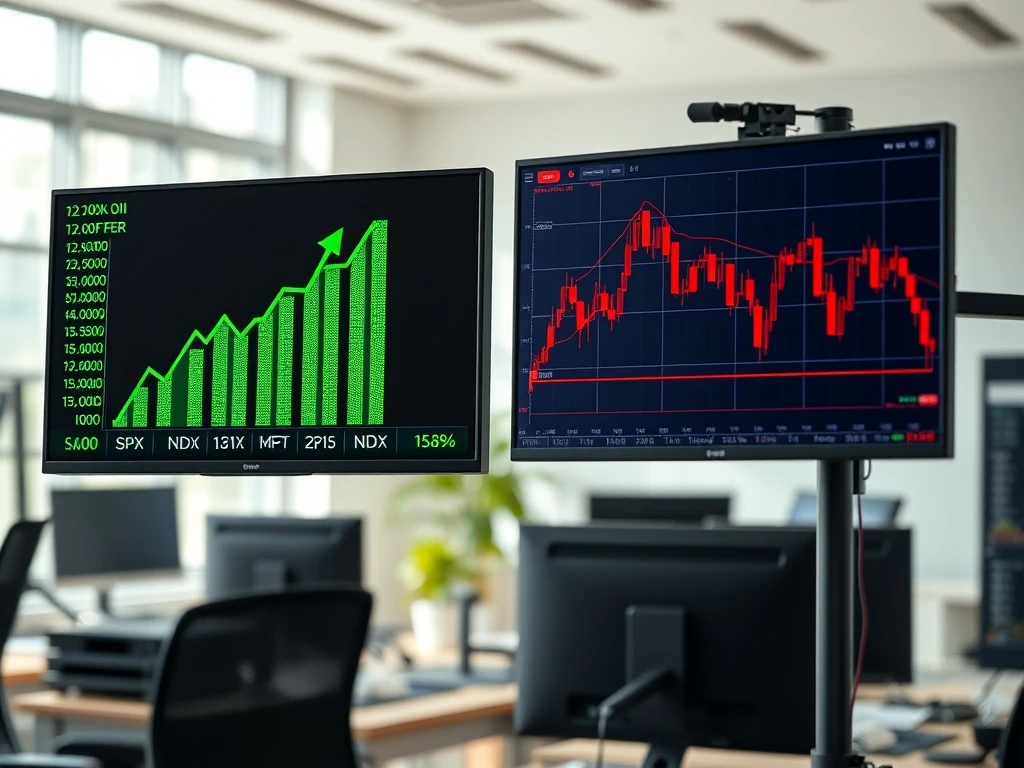 Stock market indices rising while oil prices fall sharply in March 2026 financial markets