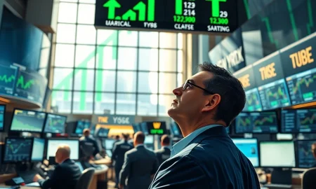 News anchor reporting on stock market rally after President Trump says Iran war is complete.