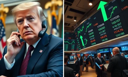 Financial analyst monitors stock market surge after Trump's Iran war comments on March 10, 2026.