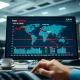 Sugar and crude oil price charts plunge on trading desk monitor, March 2026 market analysis.