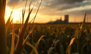 Sugar cane and ethanol refinery illustrate connection between sugar prices and crude oil surge impacting global commodity markets.