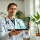 Healthcare professional using a tablet for a Teladoc telehealth consultation, representing the company's core service and recent stock surge.