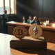 Tether and Bitfinex class action lawsuit over alleged Bitcoin and Ethereum price manipulation depicted in a courtroom scene.