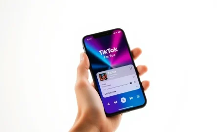 Smartphone displaying TikTok and Apple Music integration for full song playback feature.