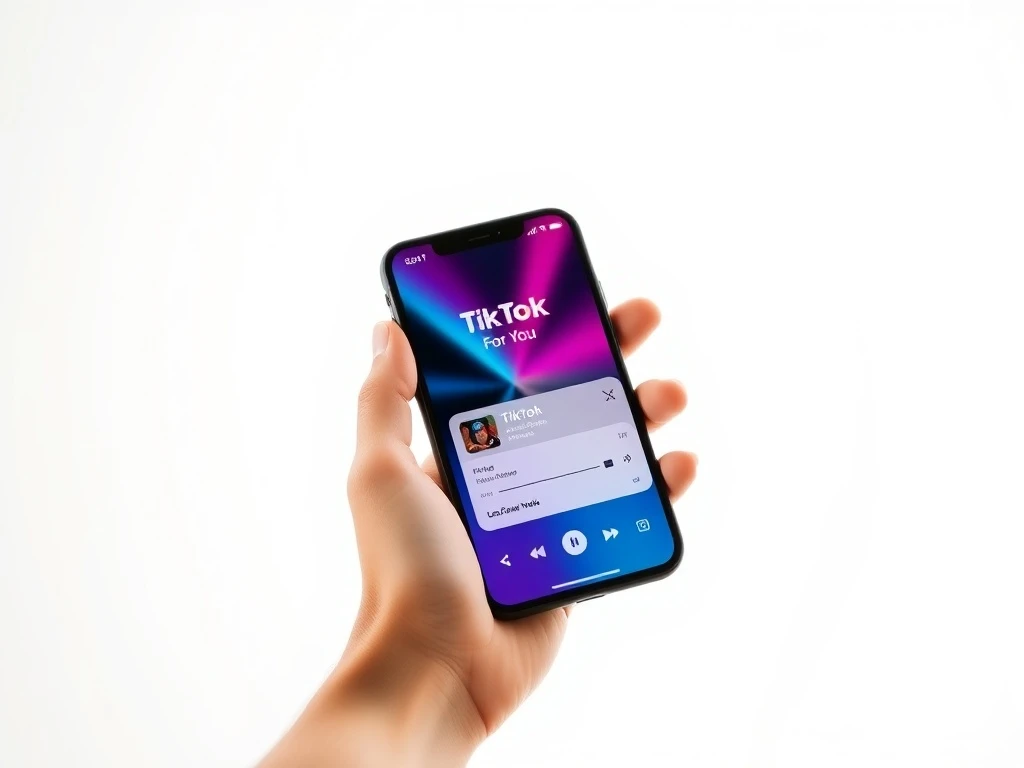 Smartphone displaying TikTok and Apple Music integration for full song playback feature.