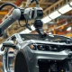 Toyota assembly line at Georgetown, Kentucky plant during vehicle production.