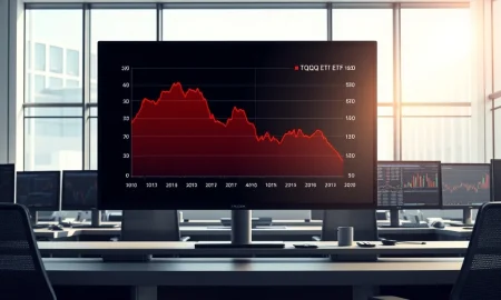 Analysis of TQQQ ETF capital outflow showing significant $298.8 million fund movement on trading desk monitor.