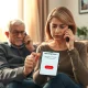 Truecaller family protection feature showing remote call termination for elderly relative during potential scam