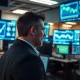 A trader monitors bond market data on multiple screens during a sell-off.
