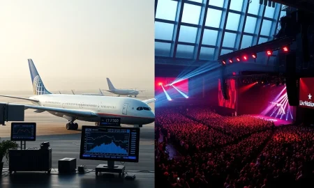 United Airlines stock drop versus Live Nation Entertainment gain as S&P 500 movers on March 9, 2026