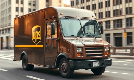 United Parcel Service delivery truck representing UPS stock entering oversold territory for dividend investors