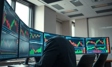 Trading desk monitors showing financial charts and data for stocks with unusual options activity.