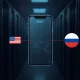 Fragmented iPhone screen symbolizing hacking tools from a U.S. contractor used by Russian spies in Ukraine.