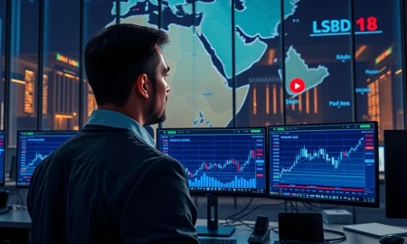 Financial analyst monitoring USD currency charts amid Middle East geopolitical tensions affecting safe haven status