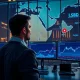 Financial analyst monitoring USD currency charts amid Middle East geopolitical tensions affecting safe haven status