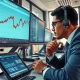 Financial analyst monitoring USD volatility and Treasury yield charts following critical jobs data release