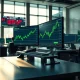 USD/JPY forex chart rising on trading desk amid oil supply crisis news