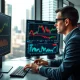 Financial analyst monitoring USD and oil price charts, illustrating ING's analysis of mixed signals limiting dollar downside.