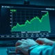 Analysis of VCSH ETF inflows showing a rising chart on a trading desk monitor, representing the $549 million surge into the Vanguard Short-Term Corporate Bond ETF.