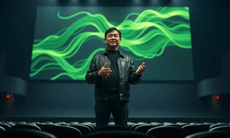 Nvidia CEO Jensen Huang delivering a keynote address at the GTC 2026 conference in San Jose.