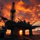 Offshore drilling rig at sunset, representing Weatherford International's core market.
