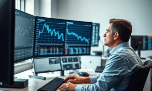 Financial analyst reviews Nasdaq market data during volatile trading week February 2026