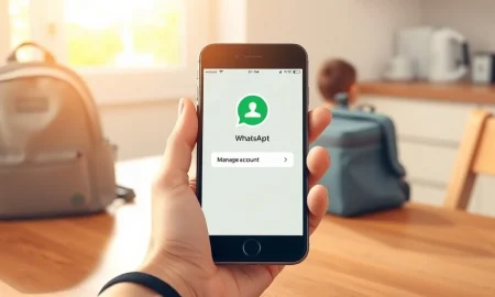 WhatsApp parent-managed account feature showing parental controls on a smartphone interface for child safety.